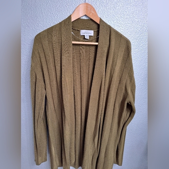 Hampshire Studio Olive Green Open Front Cardigan - Picture 5 of 10